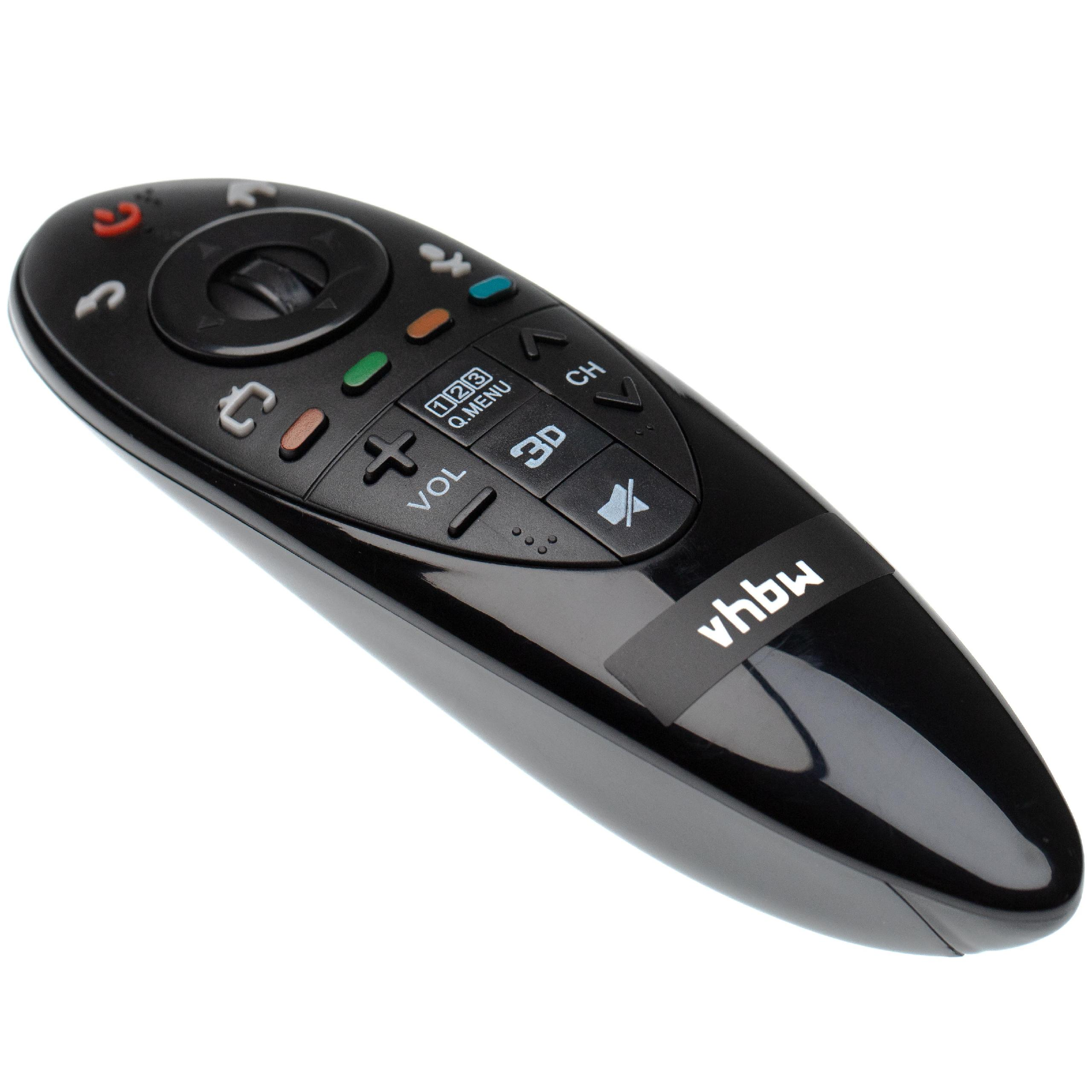 Schwarze TV-Fernbedienung mit mehreren Tasten. Funktionen umfassen Lautstärkeregelung, Kanalauswahl und eine 3D-Taste. Die Marke ist vhbw.