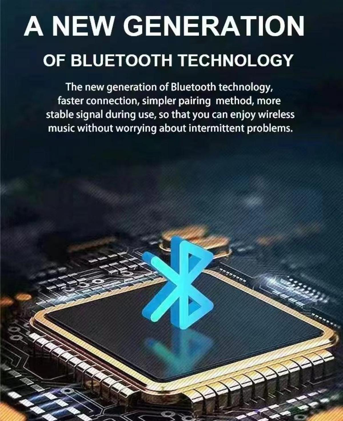 Ein Bluetooth-Logo auf einer Leiterplatte, mit Text, der die neue Generation der Bluetooth-Technologie beschreibt.