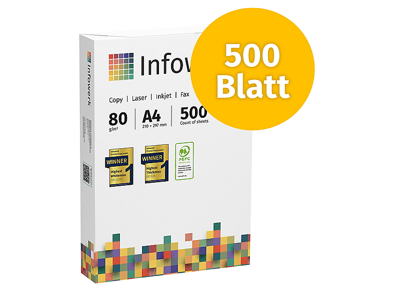Infowerk Druckerpapier Kopierpapier 1000 Blatt (2x500) DIN A4 80 g
