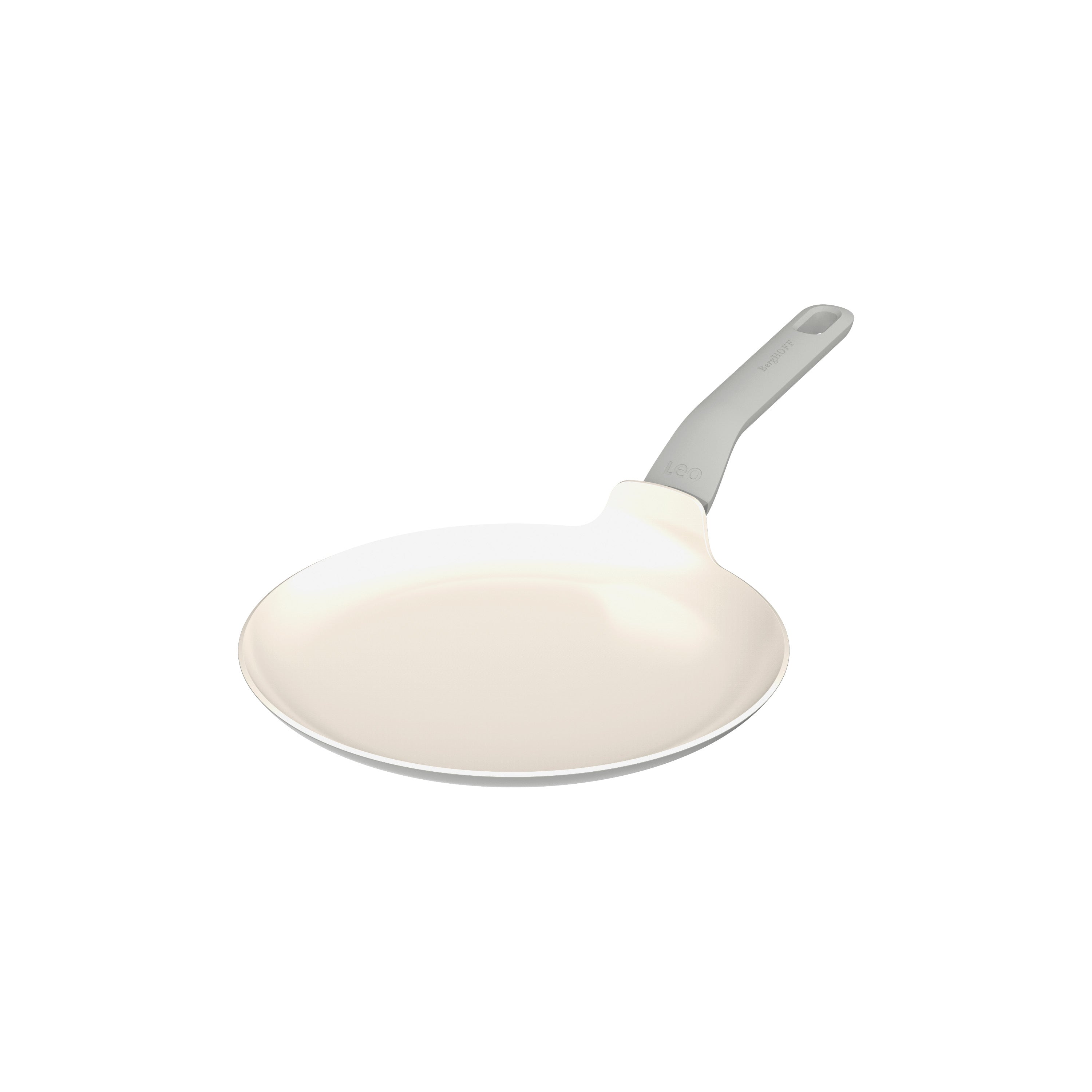 A white pan with a gray handle. The pan is on a white background. The handle has 'Berghoff' written on it.