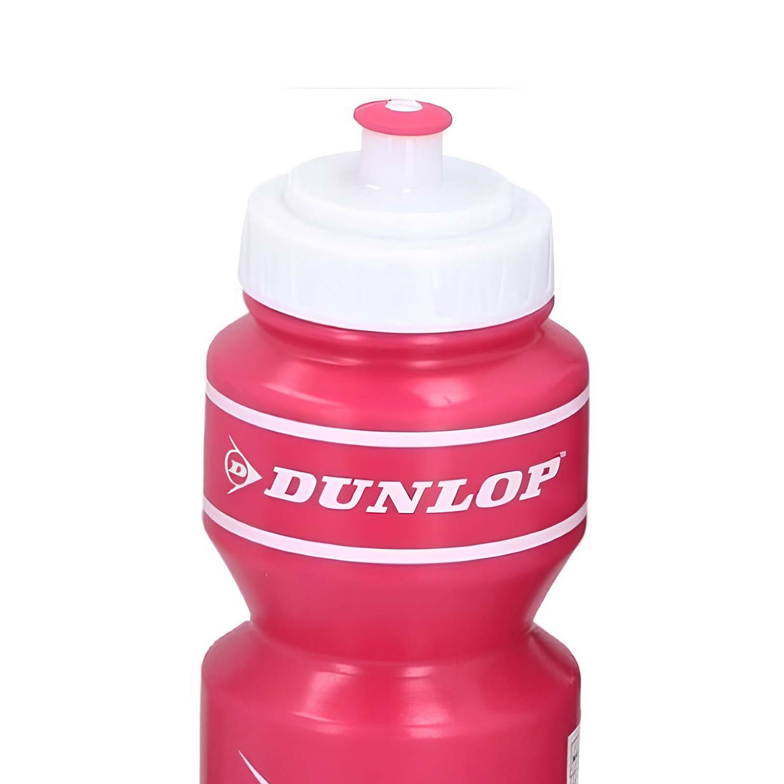 Una borraccia Dunlop rosa con tappo bianco. La bottiglia è centrata su sfondo bianco.