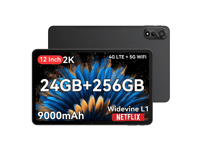 BLACKVIEW MEGA 2, Tablet, 256 GB, 12 Zoll, Grau