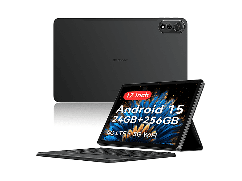 BLACKVIEW MEGA 2  Mit Tastatur (QWERTY), Tablet, 256 GB, 12 Zoll, Grau