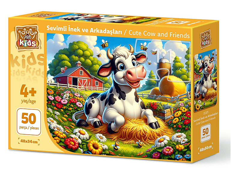 ART PUZZLE Art Çocuk Sevimli İnek ve Arkadaşları 50 Parça Puzzle