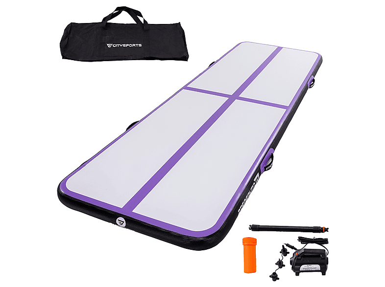 Balconera Tapis de gymnastique extérieur 4 m avec pompe à air électrique Blanc - Sport