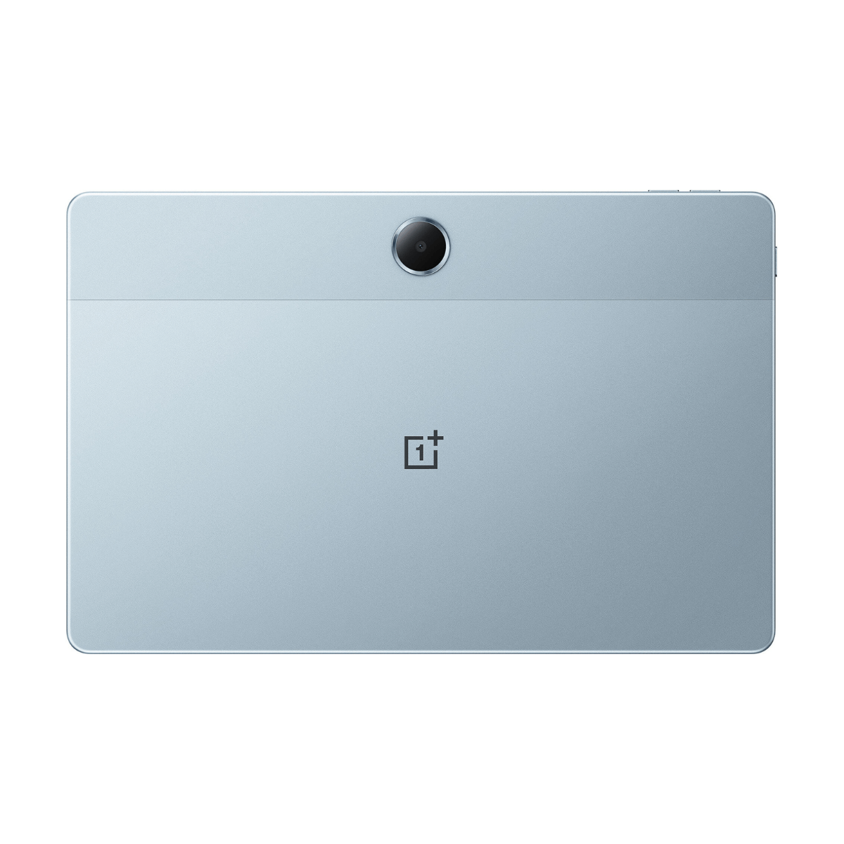 Una tableta azul claro. Tiene una lente de cámara en la parte superior, el logotipo de OnePlus y está sobre un fondo blanco.
