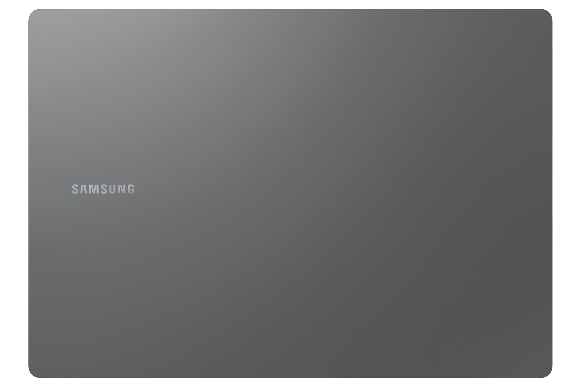 Szara powierzchnia z logo Samsung pośrodku.