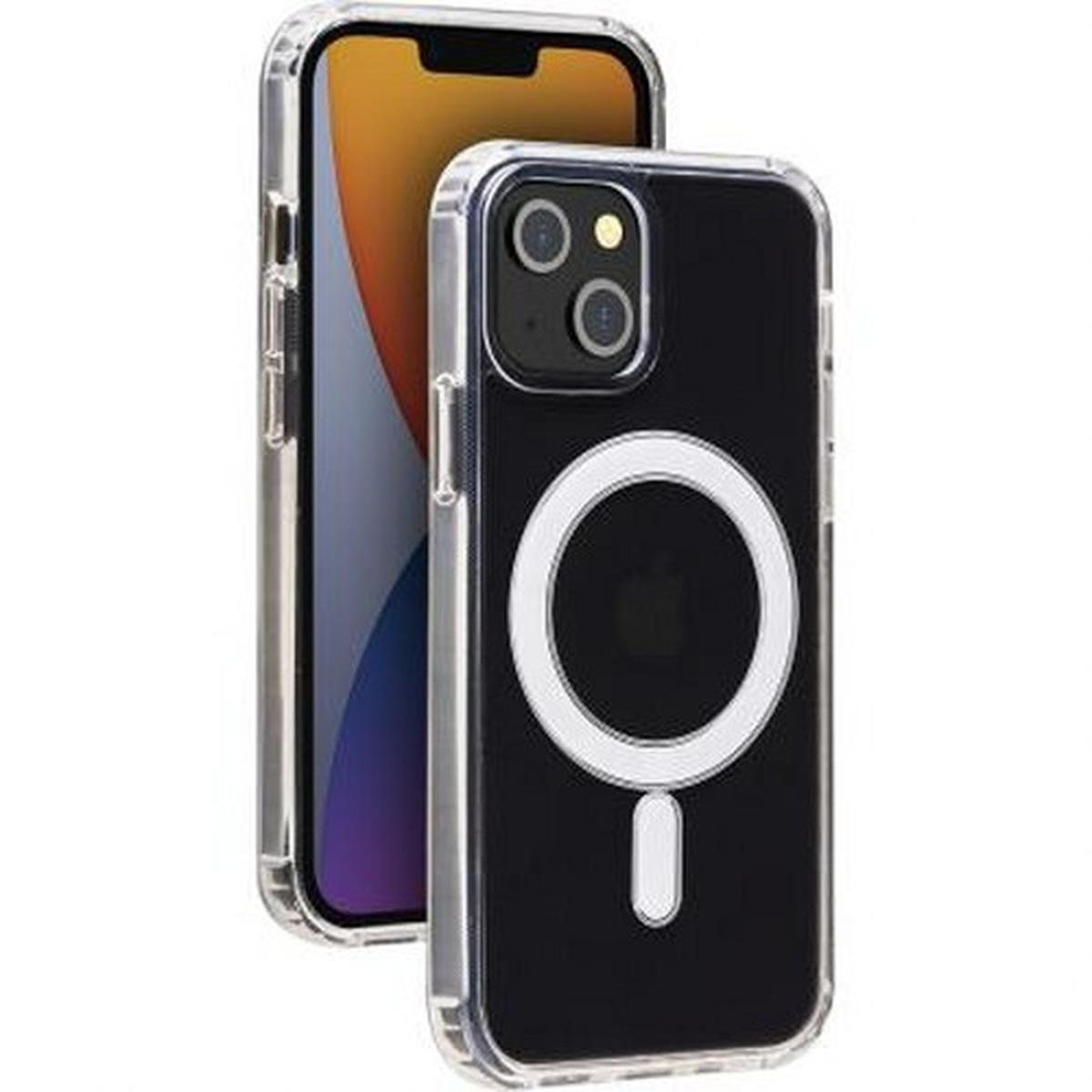 Due iPhone, uno con custodia nera. La custodia ha un anello bianco e una piccola barra. L'altro telefono ha uno schermo giallo.