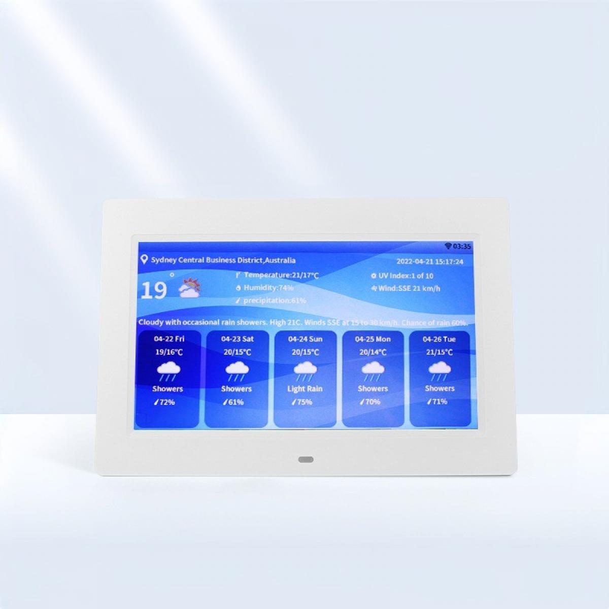 Digitales Wetterdisplay mit Sydney-Vorhersage. Enthält Temperatur, Luftfeuchtigkeit, Windgeschwindigkeit und 5-Tage-Vorhersage.