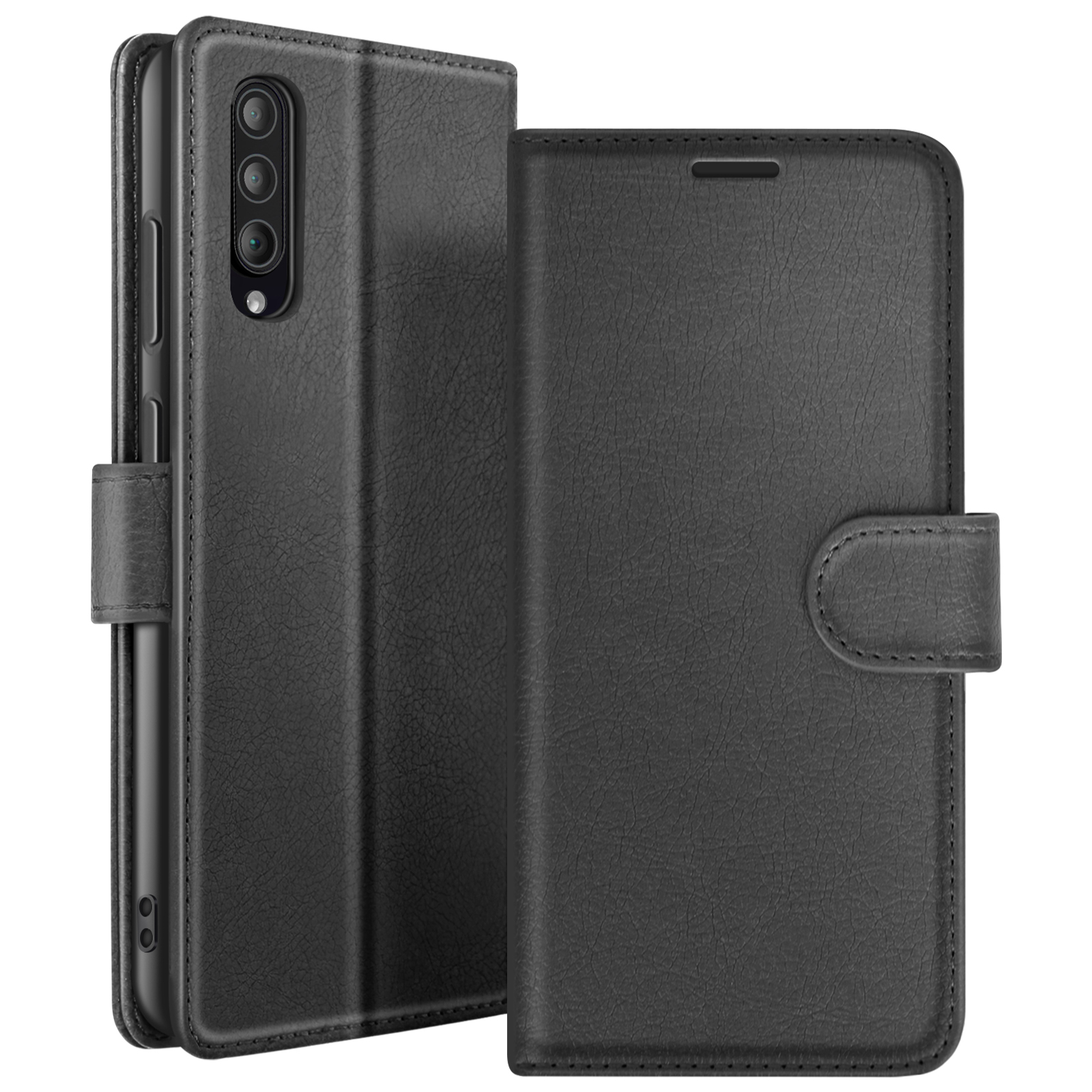 Custodia A Libro Con Chiusura Magnetica Per Galaxy A50 – Finta Pelle Nera Con Porta Biglietti E Supporto
