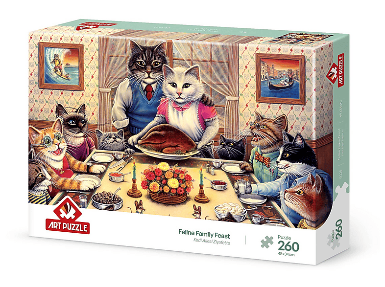 ART PUZZLE Kedi Ailesi Ziyafette 260 Parça Puzzle