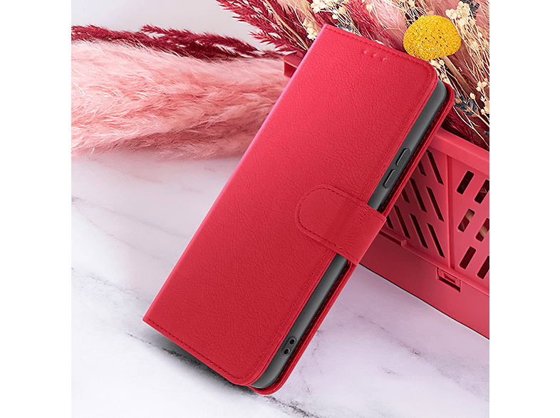 Custodia Portafoglio In Pelle Per Oppo A16S / A54S / A16 – Rossa, Con Supporto E Portacarte, TPU Interno - 6