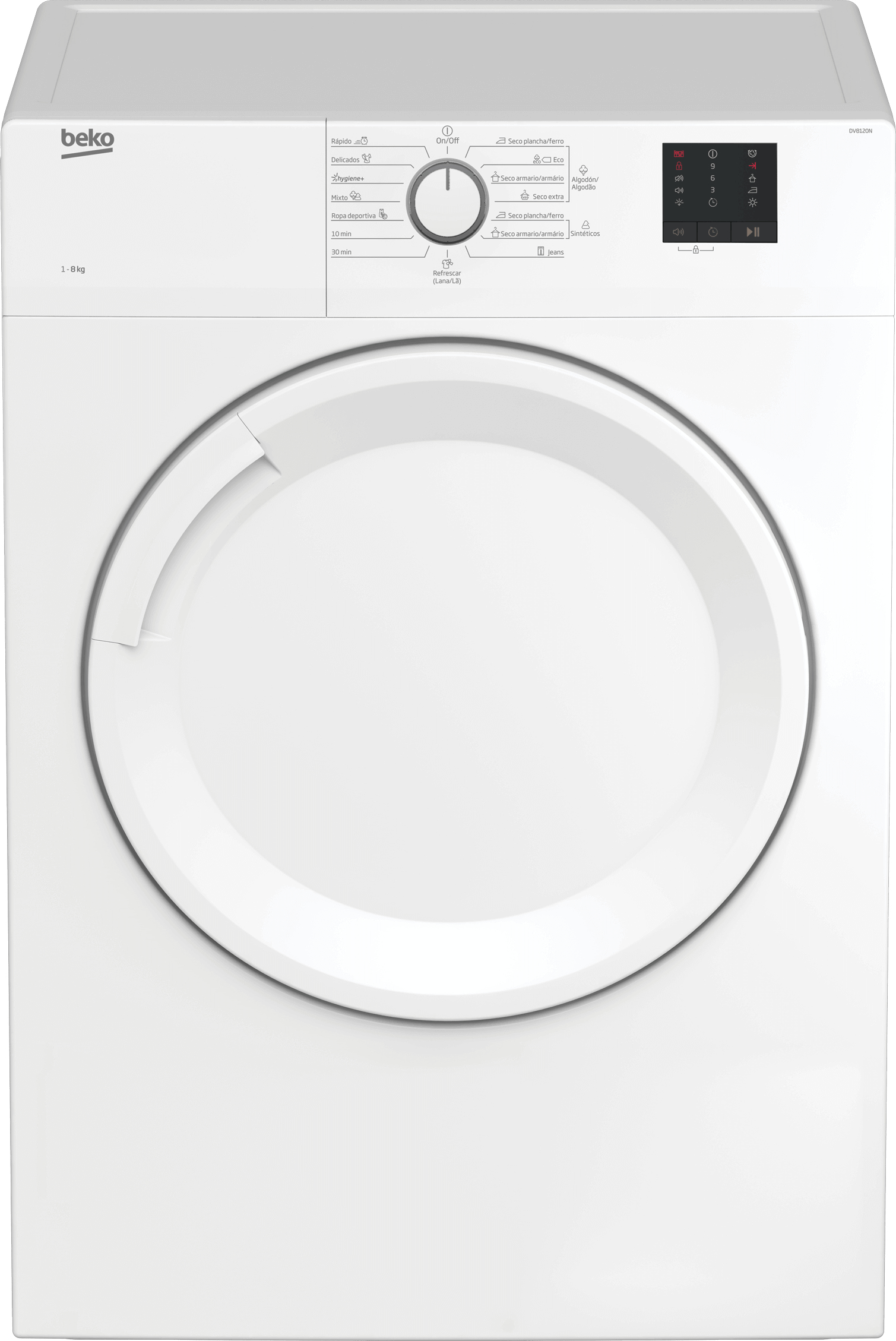 Secadora evacuación - BEKO DV8120N, Evacuación, 1 kg, 15 programas, Blanco