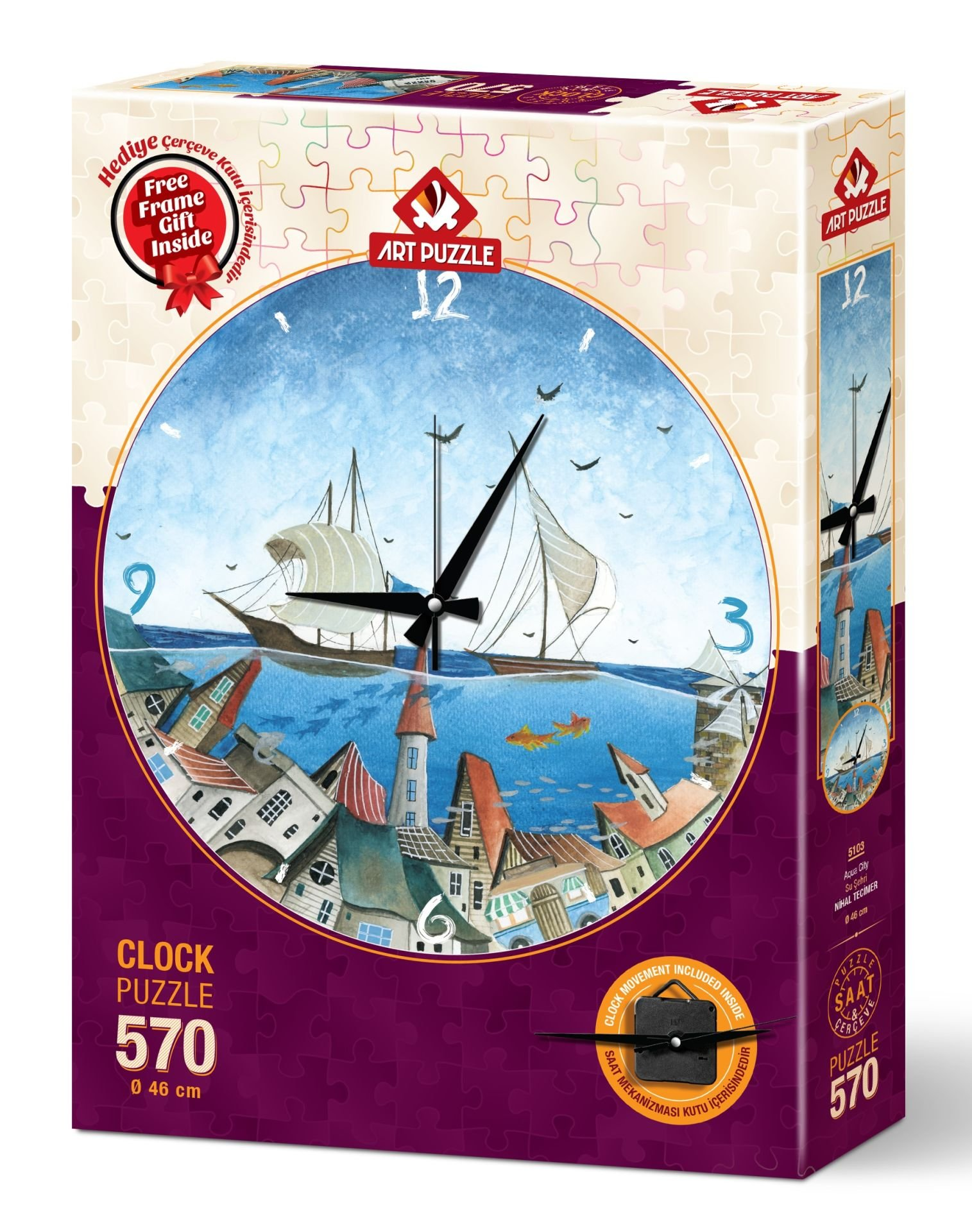ART PUZZLE Su Şehri 570 Parça Saat Puzzle