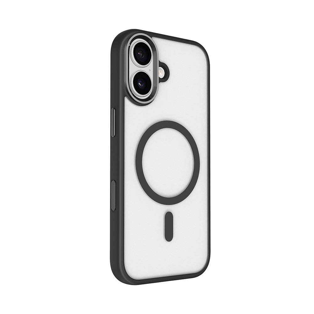GPACK iPhone 17 Uyumlu Krom Buttom M-Safe Şarj Özellikli Telefon Kılıfı Siyah
