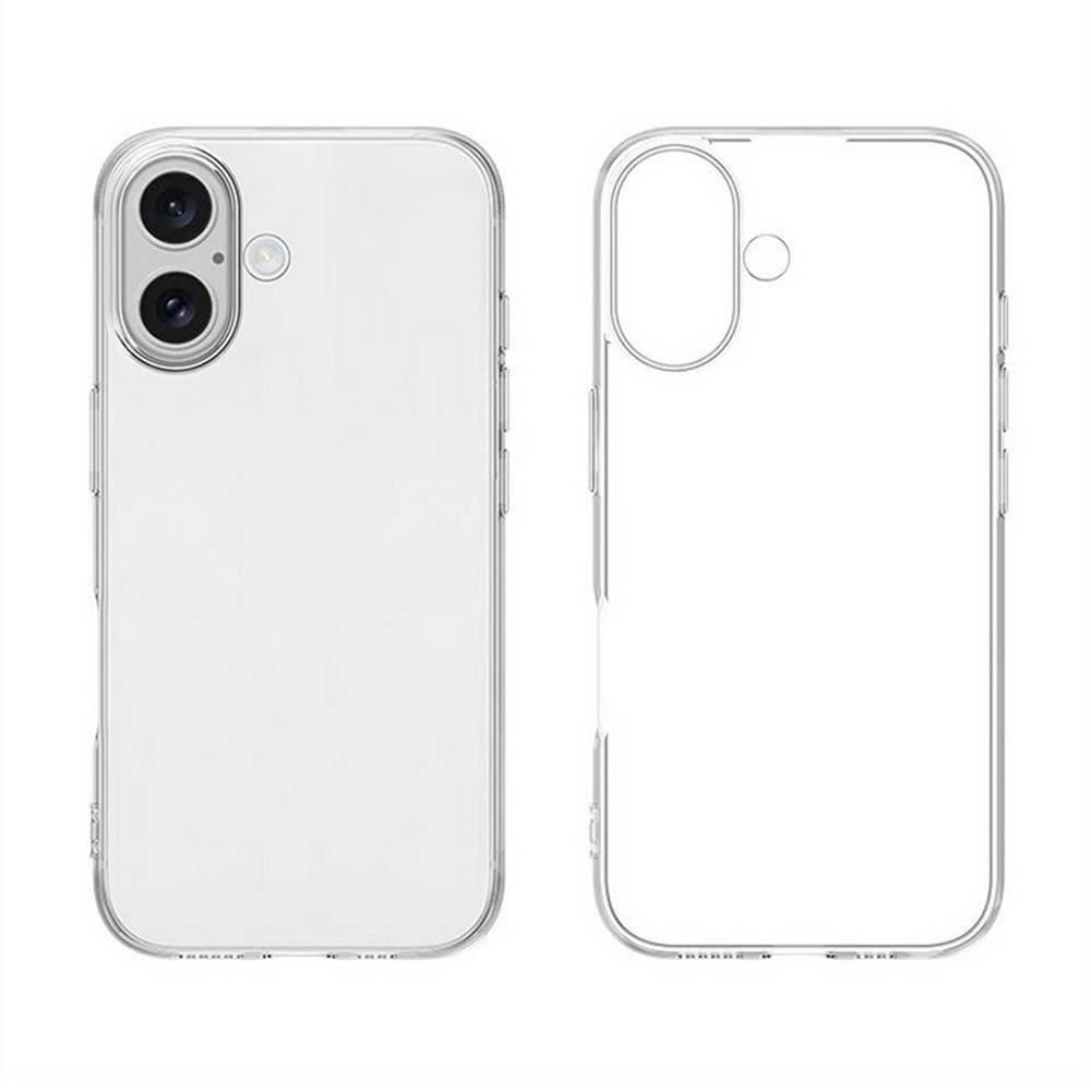 İki şeffaf telefon kılıfı. Birinde telefon var, kamera lensleri görünüyor. Diğeri ise boş bir ana hat.