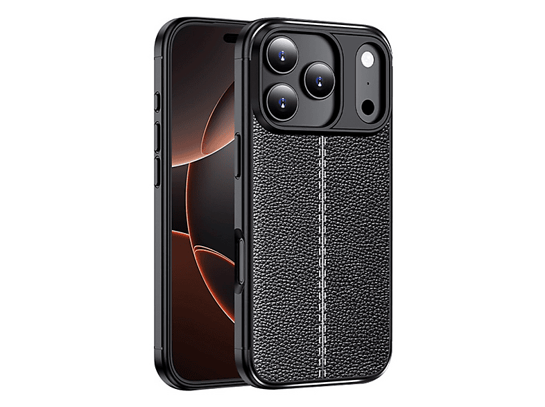 GPACK iPhone 17 Pro Uyumlu Niss Silikon Deri Görünümlü Telefon Kılıfı Siyah