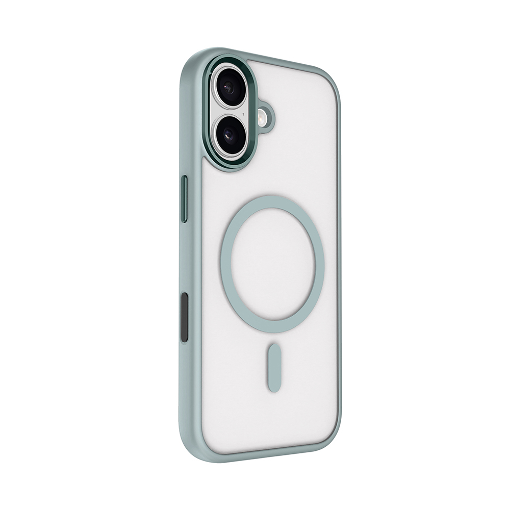 GPACK iPhone 17 Uyumlu Krom Buttom M-Safe Şarj Özellikli Telefon Kılıfı Gri