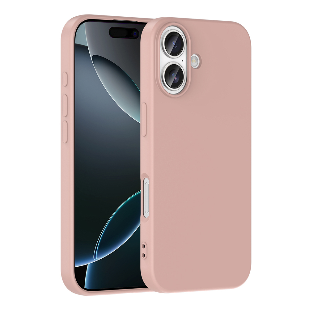 Pembe bir telefon kılıfı bir telefonun yanında. Telefonun siyah bir ekranı var ve kılıf yanını ve arkasını kaplıyor.