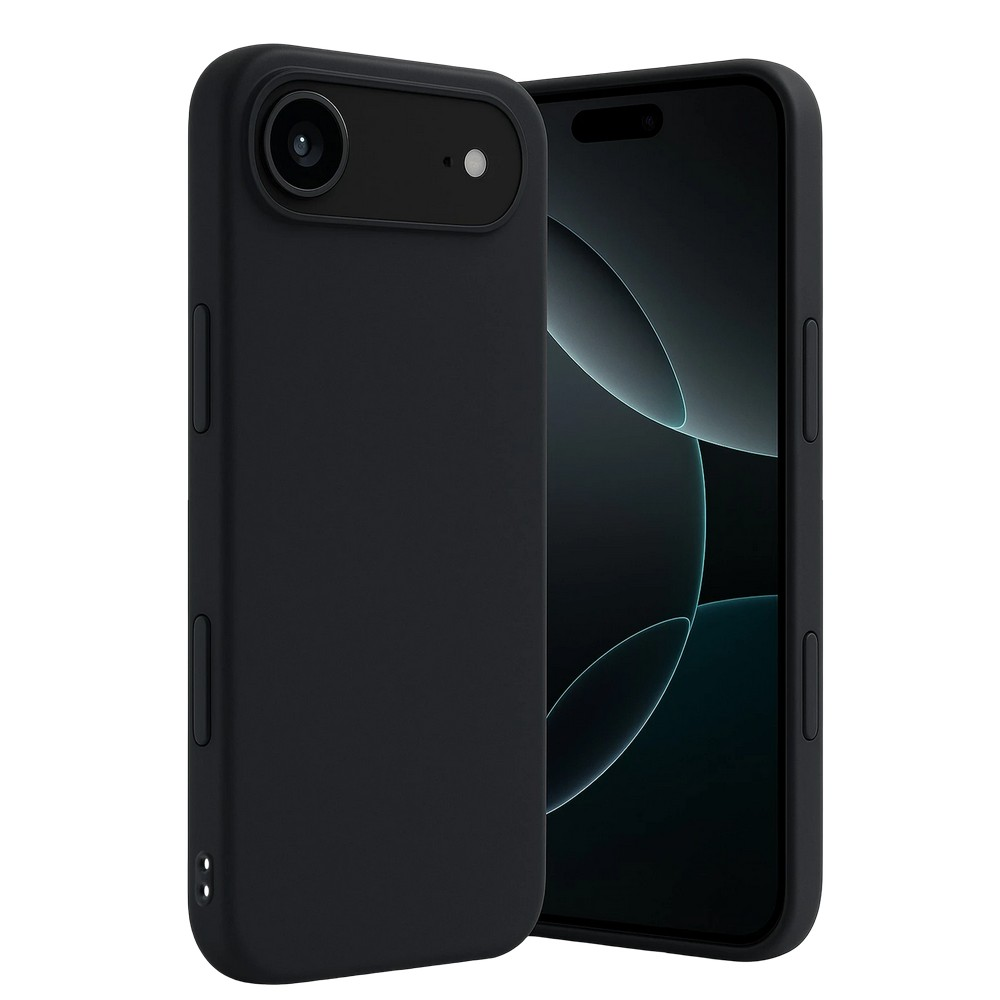 İki siyah telefon kılıfı gösteriliyor. Bir kılıf, siyah ekranlı bir telefonda.