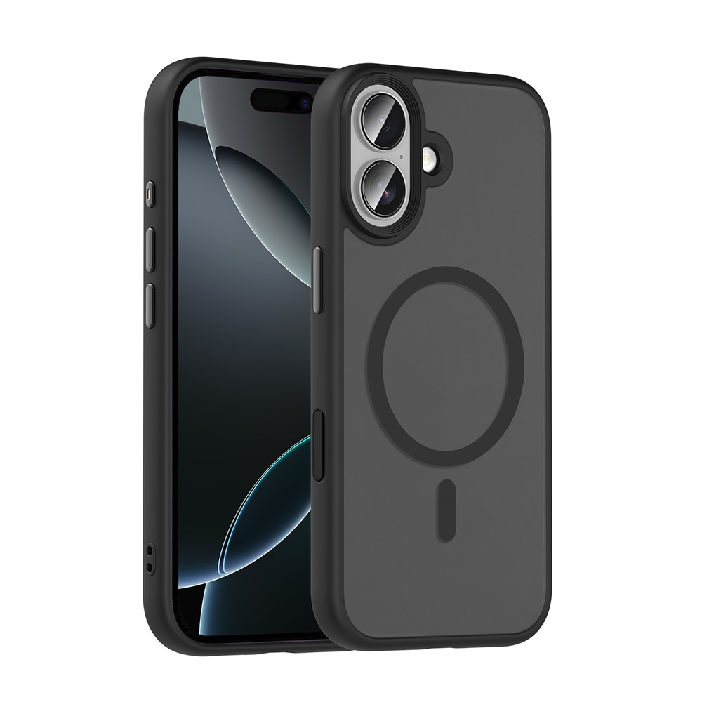 LOPARD iPhone 17 Uyumlu Mat Arka Yüzey Wireless Şarj Özellikli Flet Mgsafe Kapak Telefon Kılıfı Siyah