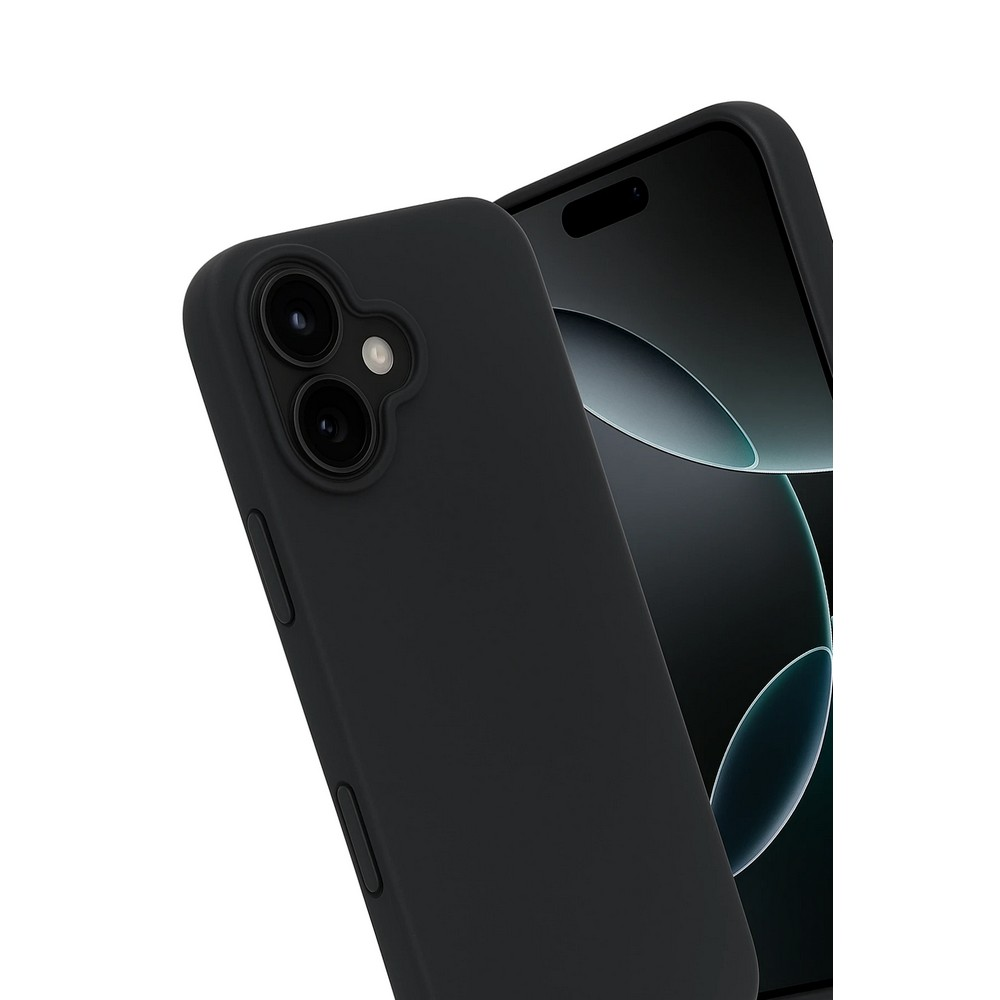 Siyah bir telefon kılıfı odak noktasında, kamera lensleri görünür durumda. Arkasında, karanlık bir telefon ekranı kısmen görülüyor.