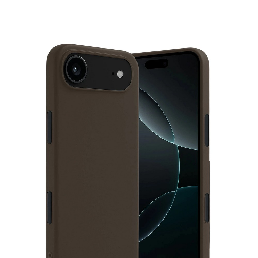 İki kahverengi telefon kılıfı, biri diğerinin önünde, kamerayı ve ekranı gösteriyor. Ekranlar siyah.