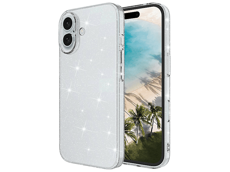 LOPARD iPhone 16 Uyumlu Parlayan Simli Redos Kapak Telefon Kılıfı Şeffaf