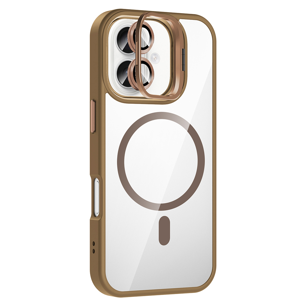 GPACK iPhone 16 Uyumlu Etro M-Safe Şarj Özellikli Standlı ve Lens Koruma Telefon Kılıfı Çöl Titanyum