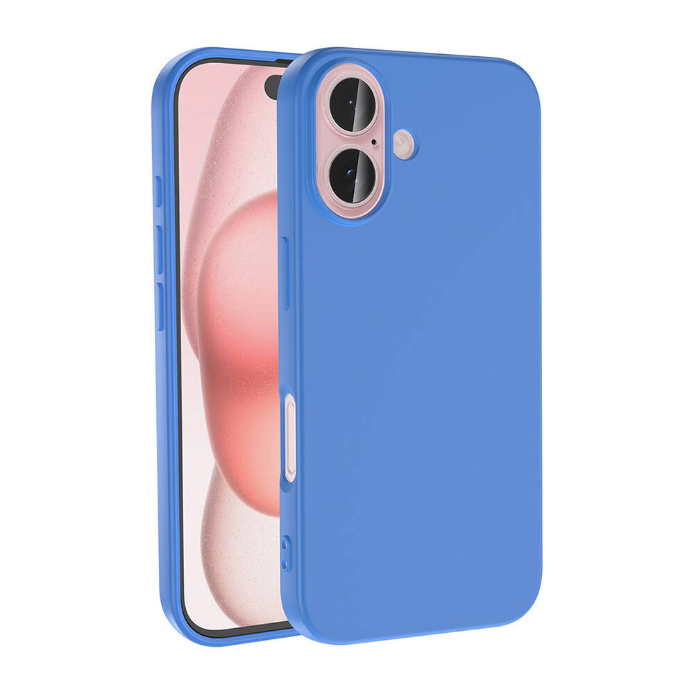 GPACK iPhone 16 Plus Uyumlu Lansman Silikon İçi Kadife Telefon Kılıfı Mavi