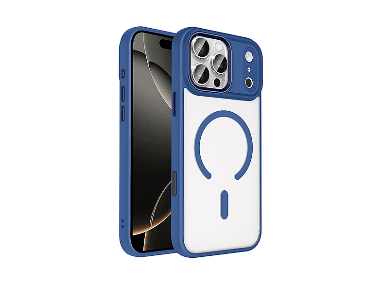 LOPARD iPhone 17 Pro Uyumlu Wireless Şarj Özellikli Krom Mgsafe Silikon Kapak Telefon Kılıfı Lacivert
