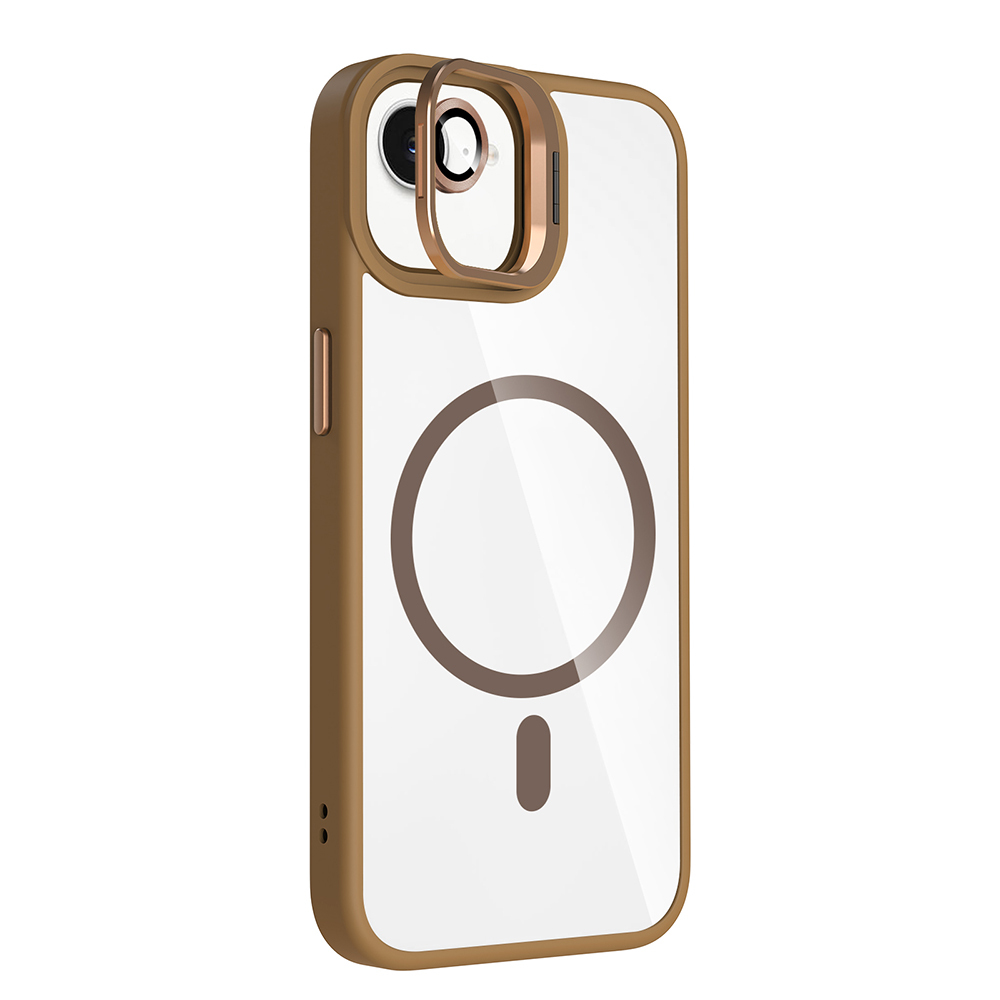 GPACK iPhone 16E Uyumlu Etro M-Safe Şarj Özellikli Standlı ve Lens Koruma Telefon Kılıfı Çöl Titanyum