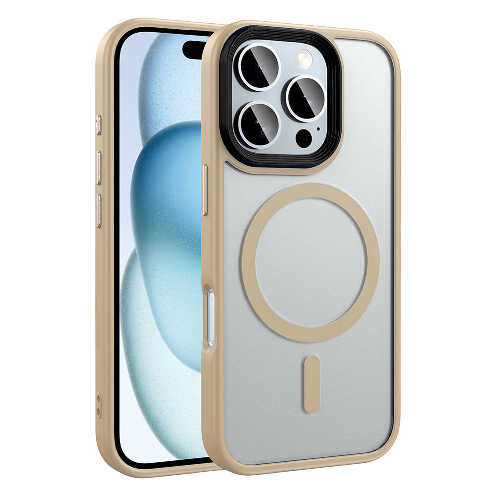 GPACK iPhone 16 Pro Max Uyumlu Flet M-Safe Şarj Özellikli Telefon Kılıfı Bronz