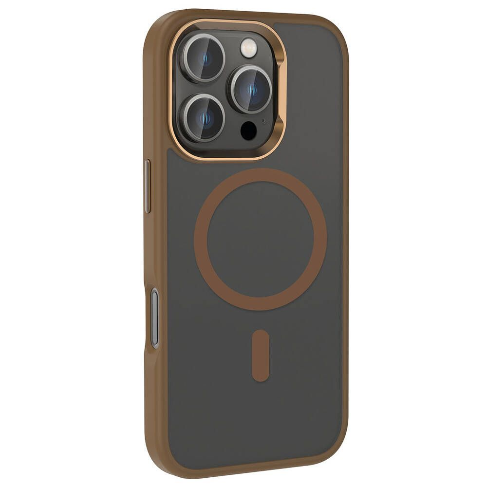 GPACK iPhone 16 Pro Uyumlu Kost M-Safe Şarj Özellikli Telefon Kılıfı Kahverengi