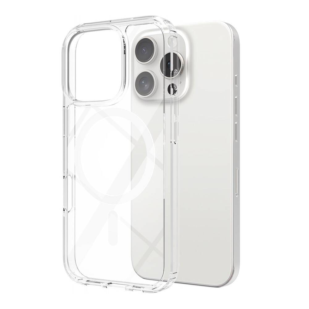 GPACK iPhone 16 Pro Uyumlu Embos M-Safe Şarj Özellikli Telefon Kılıfı Şeffaf