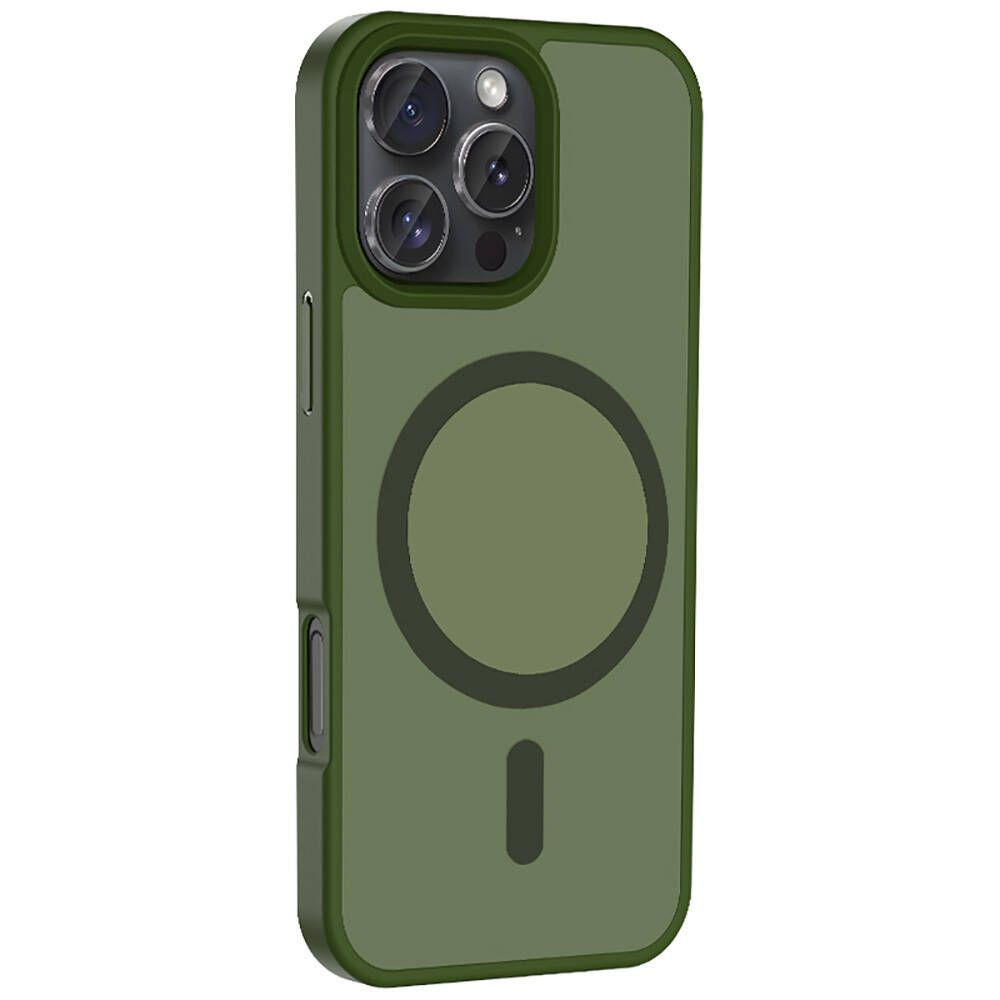 GPACK iPhone 16 Pro Uyumlu Sio M-Safe Şarj Özellikli Telefon Kılıfı Koyu Yeşil