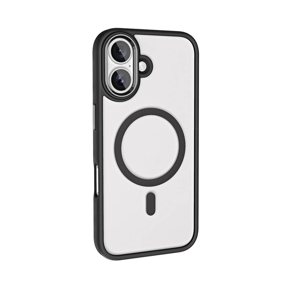 GPACK iPhone 16 Plus Uyumlu Krom Buttom M-Safe Şarj Özellikli Telefon Kılıfı Siyah