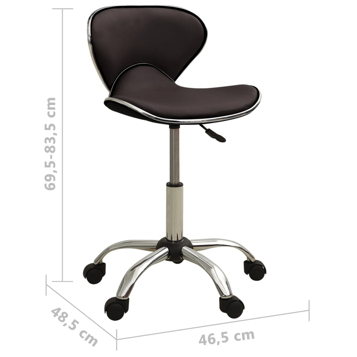 Ein verstellbarer Bürostuhl in Braun und Silber. Er hat eine geschwungene Rückenlehne, einen gepolsterten Sitz und ein Fünf-Sterne-Gestell mit Rollen.