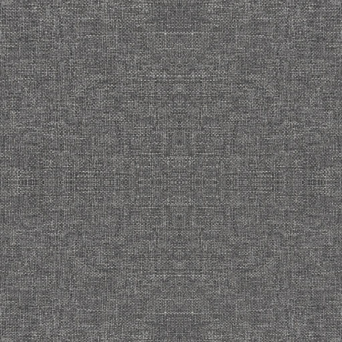 Nahaufnahme einer grauen Stofftextur. Der Stoff hat ein gewebtes Muster mit subtilen Farb- und Texturvariationen.