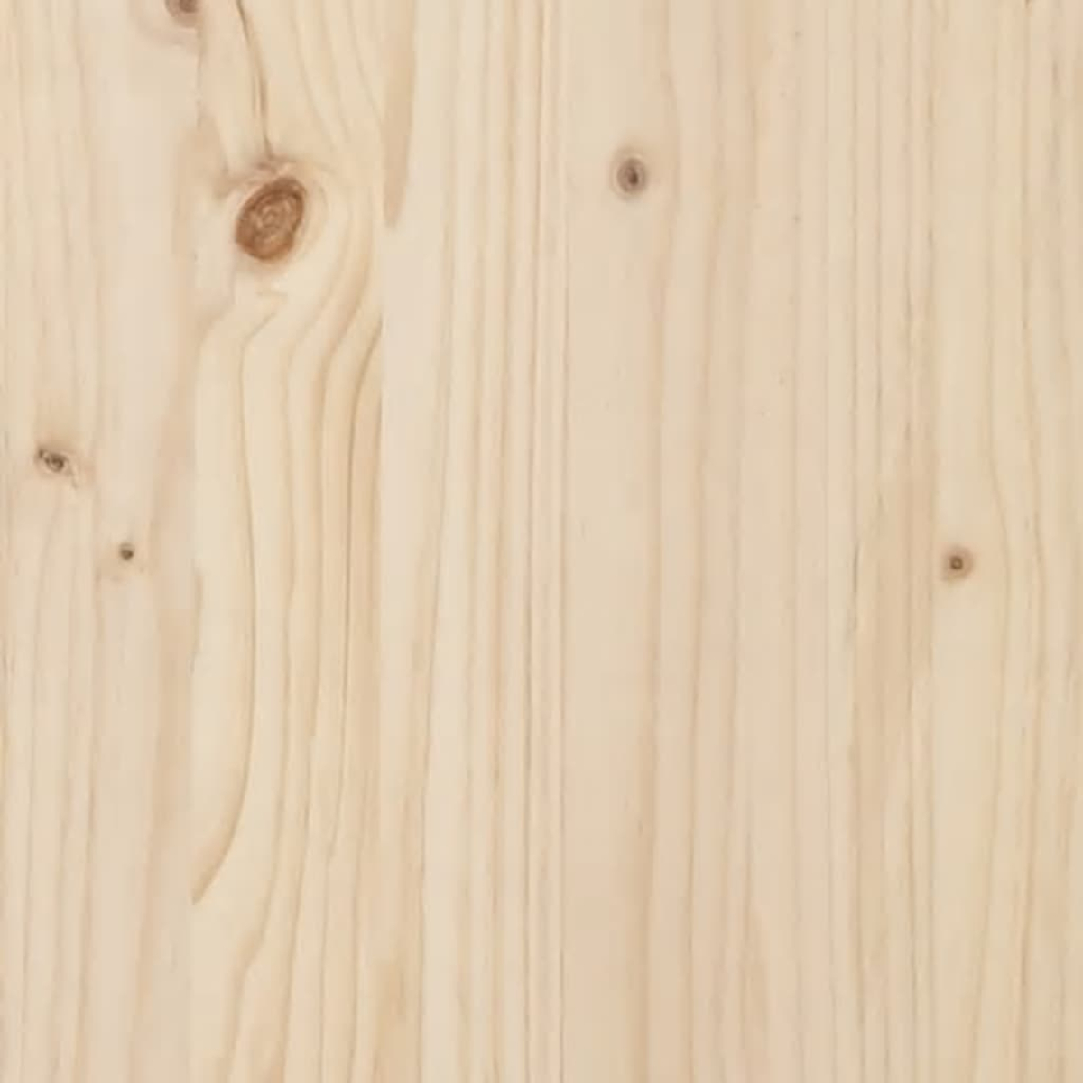 Nahaufnahme von hellem Holzmaserung. Vertikale Linien mit Knoten und Farbvariationen. Das Holz hat ein natürliches, warmes Aussehen.