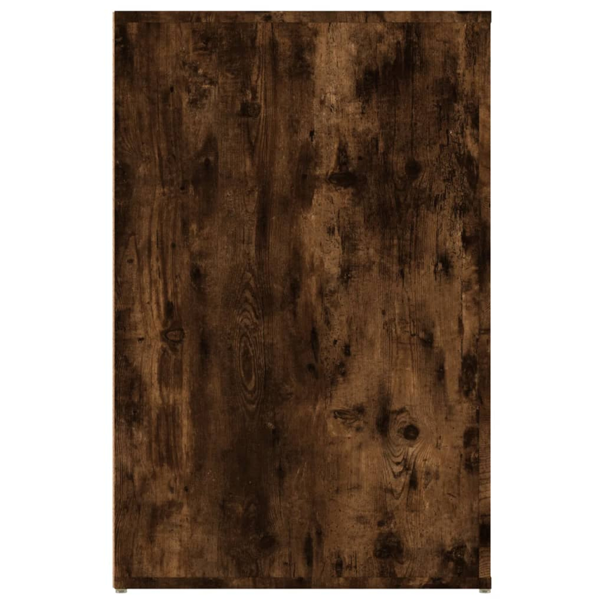 Nahaufnahme einer Holzoberfläche mit dunkelbraunen Farbtönen. Die Holzmaserung ist sichtbar, mit Ästen und Farbvariationen.