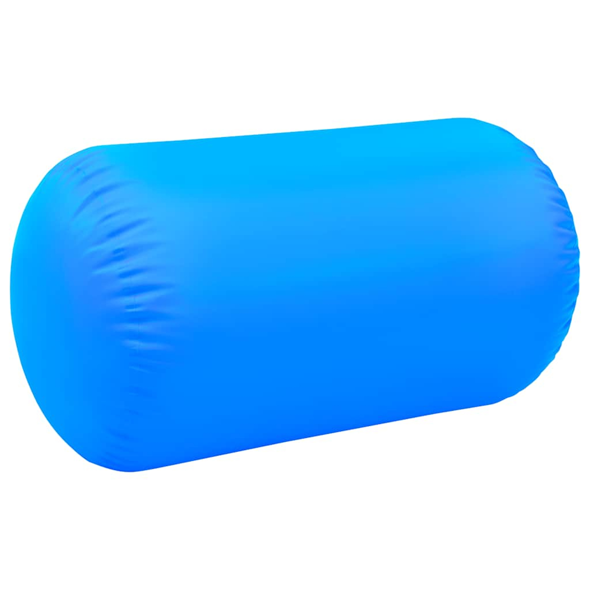Ein hellblaues, zylindrisches, aufblasbares Objekt mit abgerundeten Enden vor weißem Hintergrund. Es scheint ein Schwimmgerät zu sein.