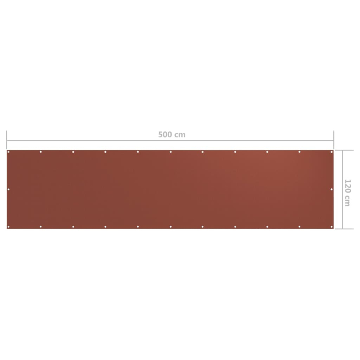 Ein rechteckiges braunes Paneel mit einer Reihe weißer Punkte entlang der oberen und unteren Kanten. Abmessungen: 500 cm x 120 cm.