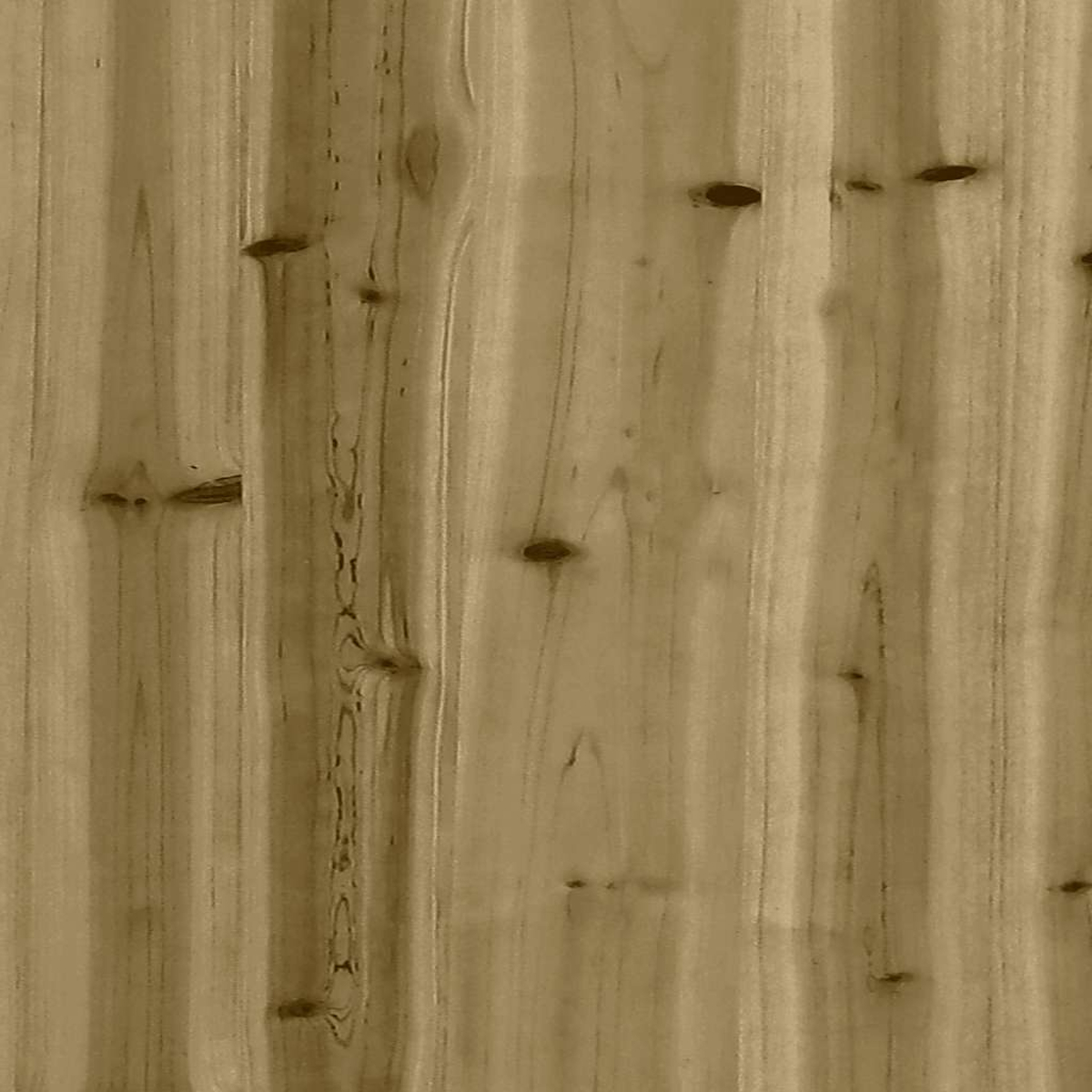 Vertikale Holzbretter, hellbraune Farbe, mit sichtbarer Holzmaserung und Knoten. Hintergrund ist eine massive Holztextur.