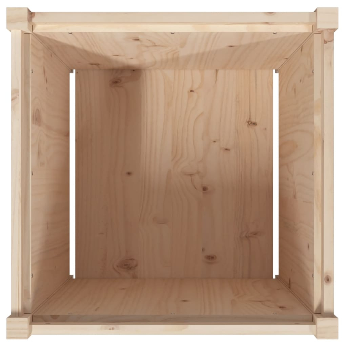 Holzkastenrahmen, hellbraune Farbe, mit sichtbarer Holzmaserung. Die Box ist leer und zeigt die Innenstruktur.