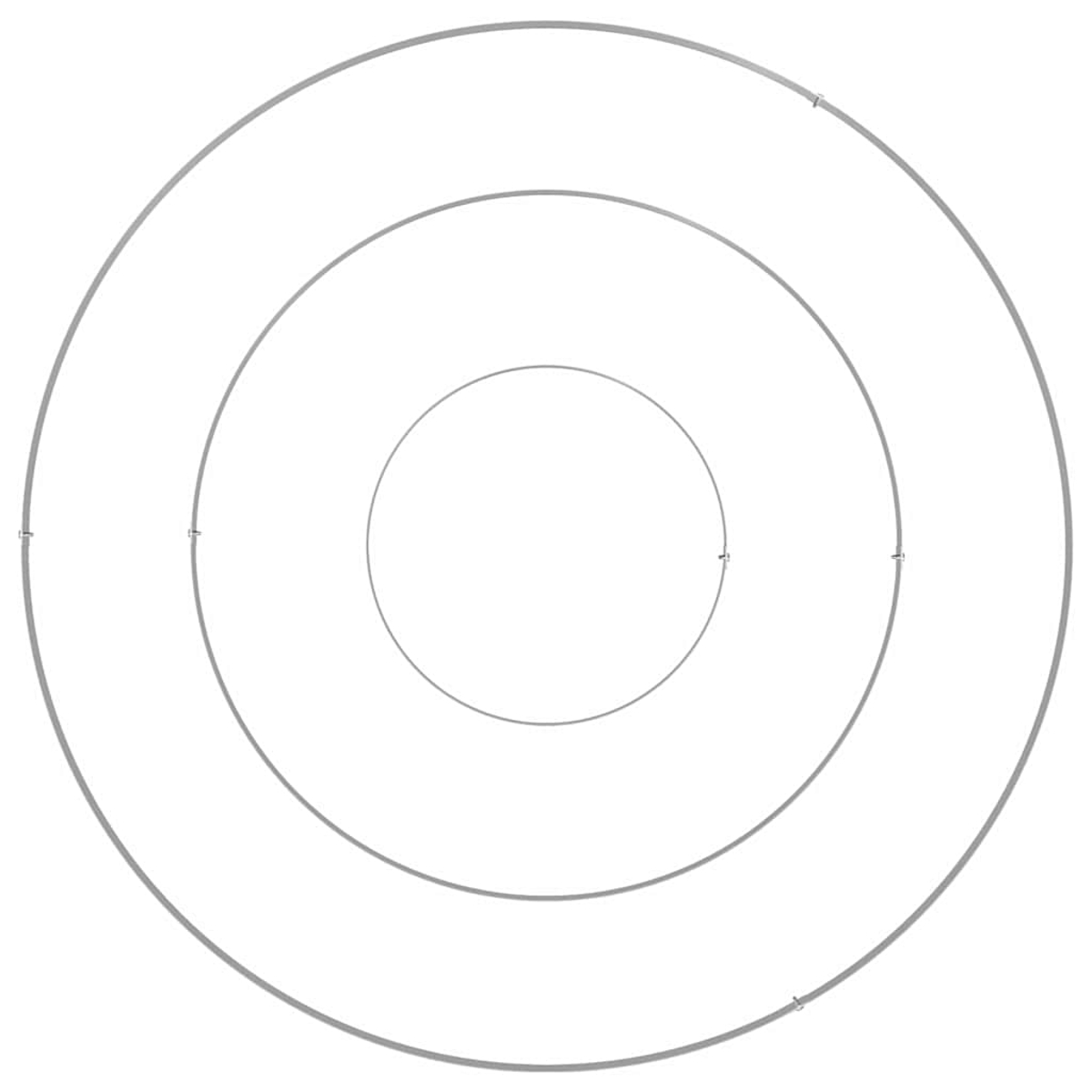 Tre cerchi grigi concentrici su sfondo bianco. Il cerchio più piccolo è al centro.