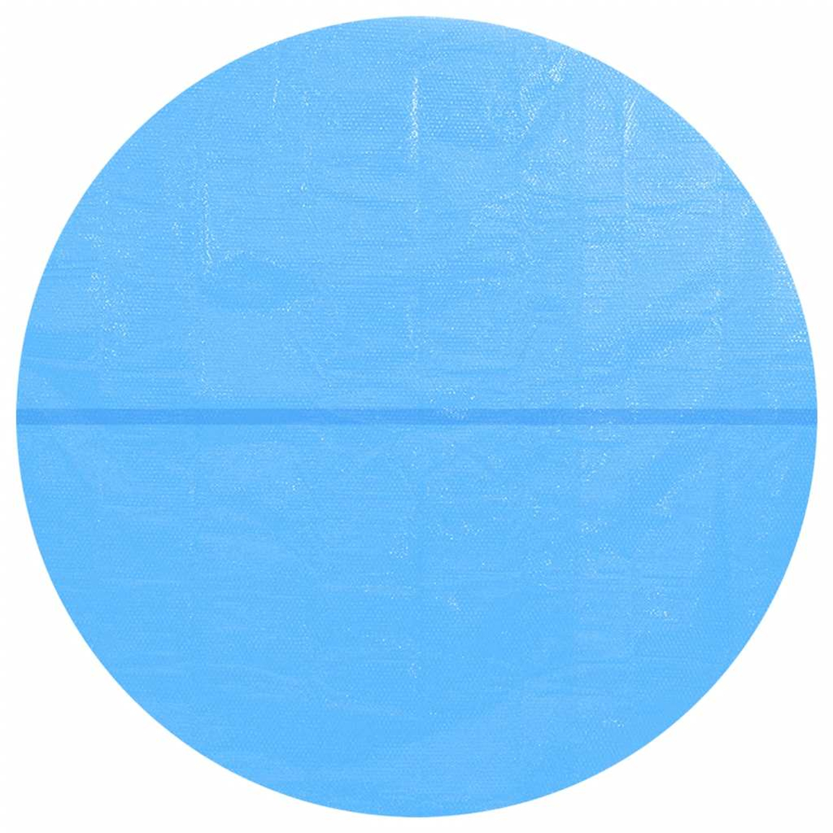 Ein hellblaues kreisförmiges Objekt mit einer horizontalen Linie in der Mitte. Es hat eine strukturierte Oberfläche vor weißem Hintergrund.