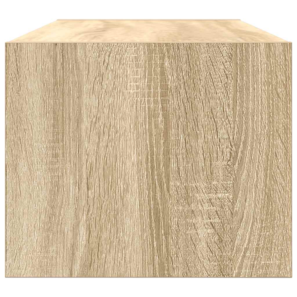 Nahaufnahme eines hellbraunen Holzblocks. Die Holzmaserung ist sichtbar, die Oberseite ist heller.