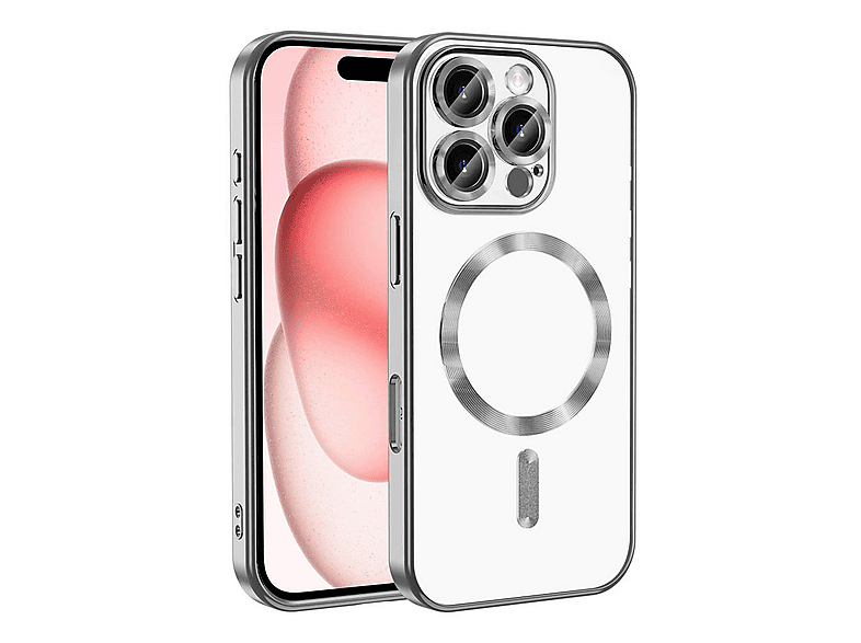 GPACK iPhone 16 Pro Max Uyumlu Demre M-Safe Şarj Özellikli Telefon Kılıfı Gümüş