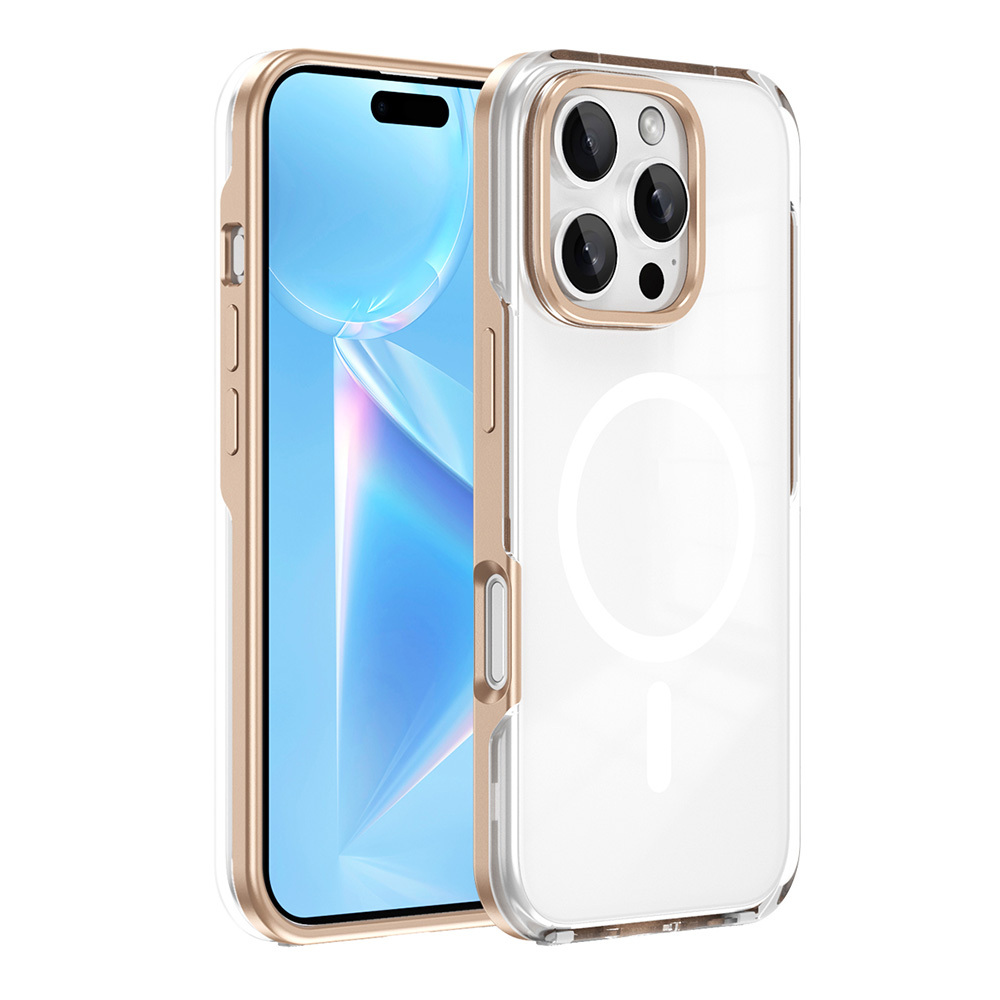 GPACK iPhone 16 Pro Uyumlu Polar M-safe Şarj Özellikli Çıkarılabilir Arka Kapak Telefon Kılıfı Gold